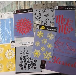 Mixed Lot Of New Crafting Stencils Florals Words Arrows Snowflakes